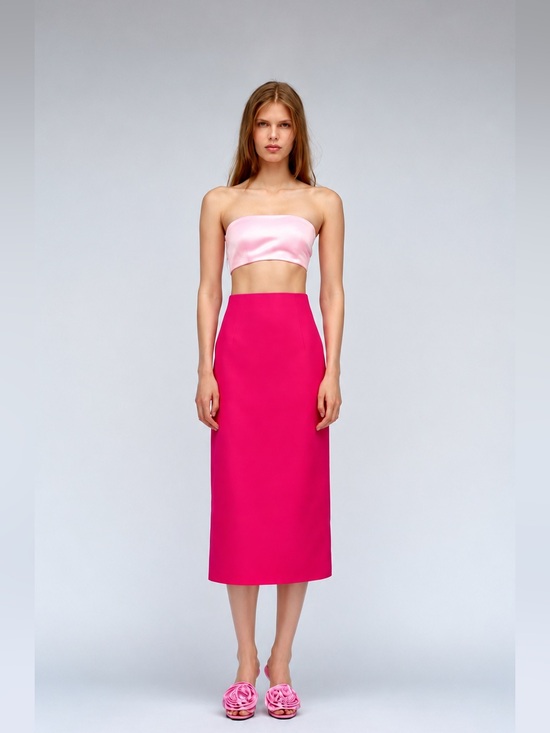 Tops - ZARA Pink Satin Bandeau Tube Top Strapless Crop Top Barbiecore Size M NWT
